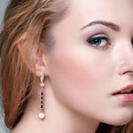 Pearl Drop/Dangle Earrings 18k Rose Gold Diamond Jewelry Gift