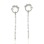 Natural Diamond Dangle Earrings 18K White Gold Jewelry