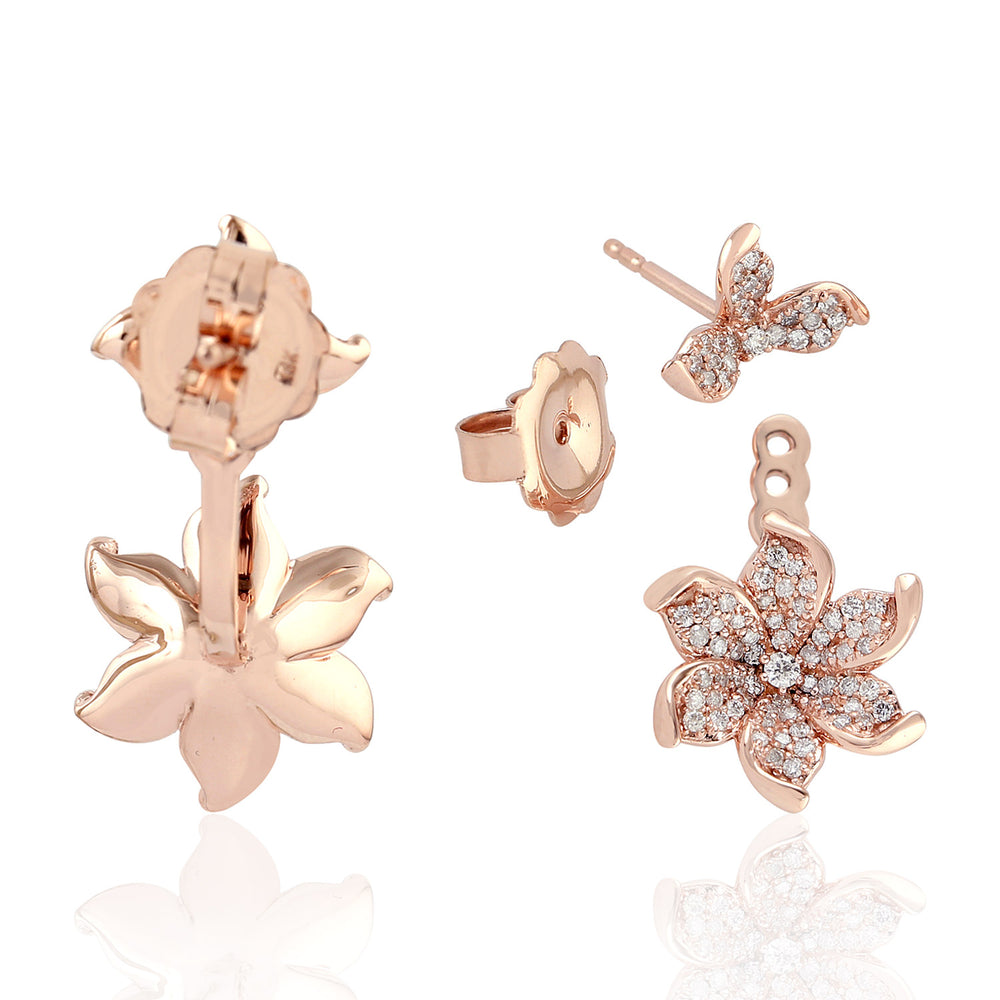 Natural Diamond Stud Earrings 18K Rose Gold Jewelry