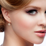 18k Rose Gold Natural Diamond Heart Design Drop Huggie Earrings Gift