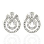 Natural Diamond Stud Earrings 18K White Gold Jewelry