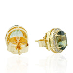 Natural Tourmaline Stud Earrings 18k Yellow Gold Beautiful Jewelry