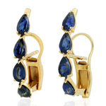 Natural Sapphire Stud Earrings 18k Yellow Gold Jewelry Gift