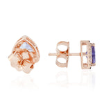 Sapphire Stud Earrings in 18k Rose Gold and Diamond Jewelry