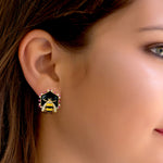 Natural Diamond Stud Earrings 18k Yellow Gold Ruby Jewelry