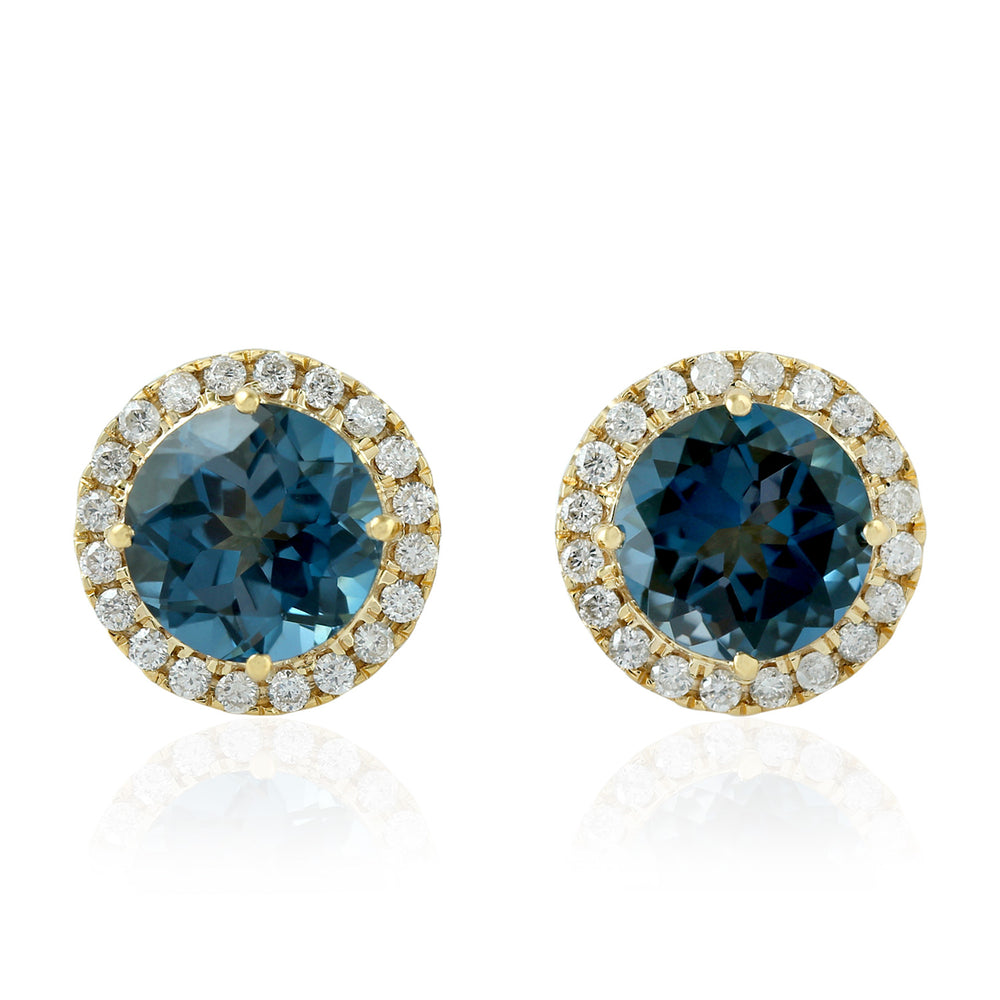 Natural Topaz Stud Earrings 18k Yellow Gold Jewelry