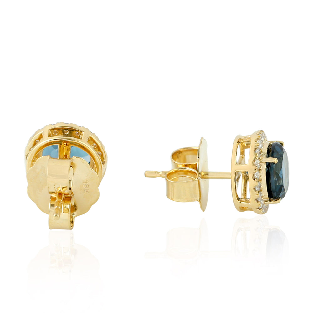 Natural Topaz Stud Earrings 18k Yellow Gold Jewelry