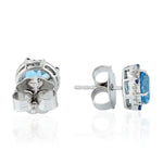 Sapphire Stud Earrings 18k White Gold Diamond Jewelry Gift