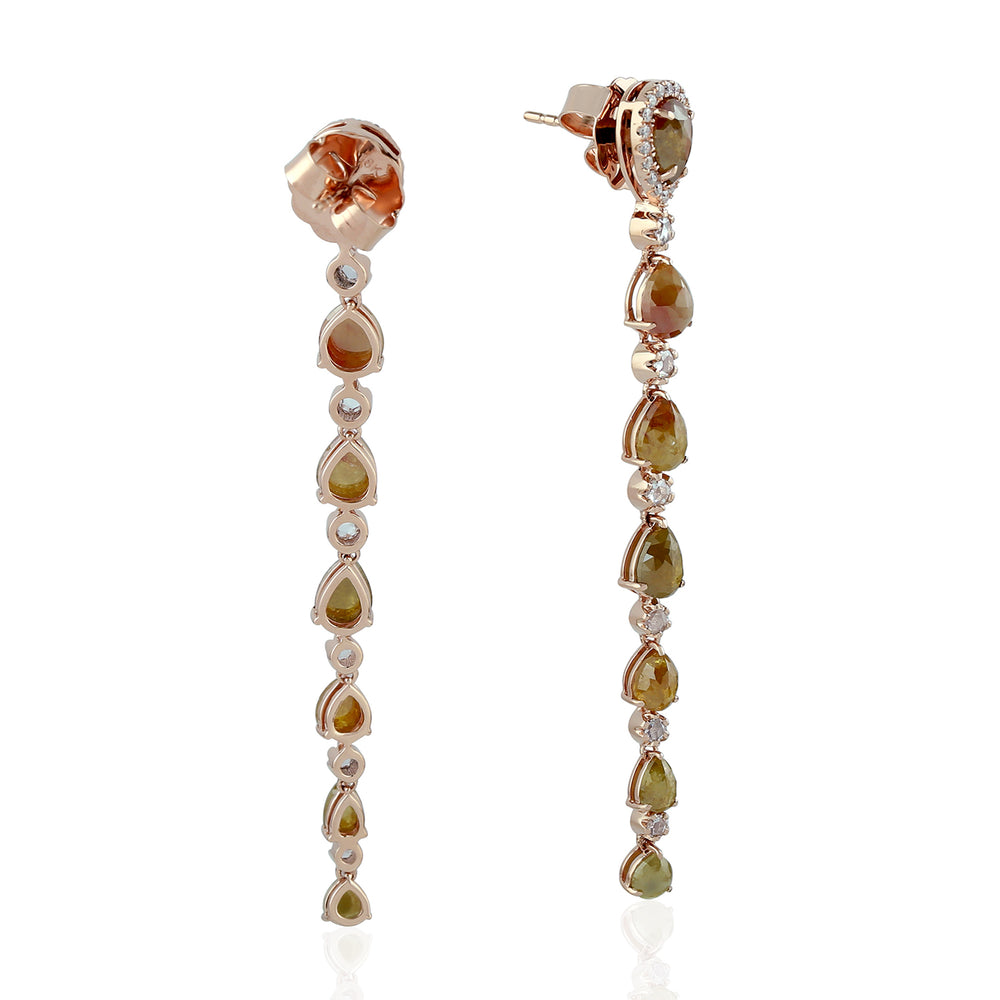 Diamond Drop/Dangle Earrings 18K Rose Gold Handmade Jewelry