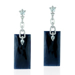 Sapphire Drop/Dangle Earrings 18k White Gold Diamond Handmade Jewelry