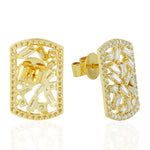 Diamond Stud Earrings 18k Yellow Gold Handmade Jewelry