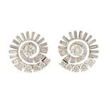 Baguette Diamond Stud Earrings 18K White Gold Jewelry