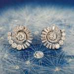 Baguette Diamond Stud Earrings 18K White Gold Jewelry