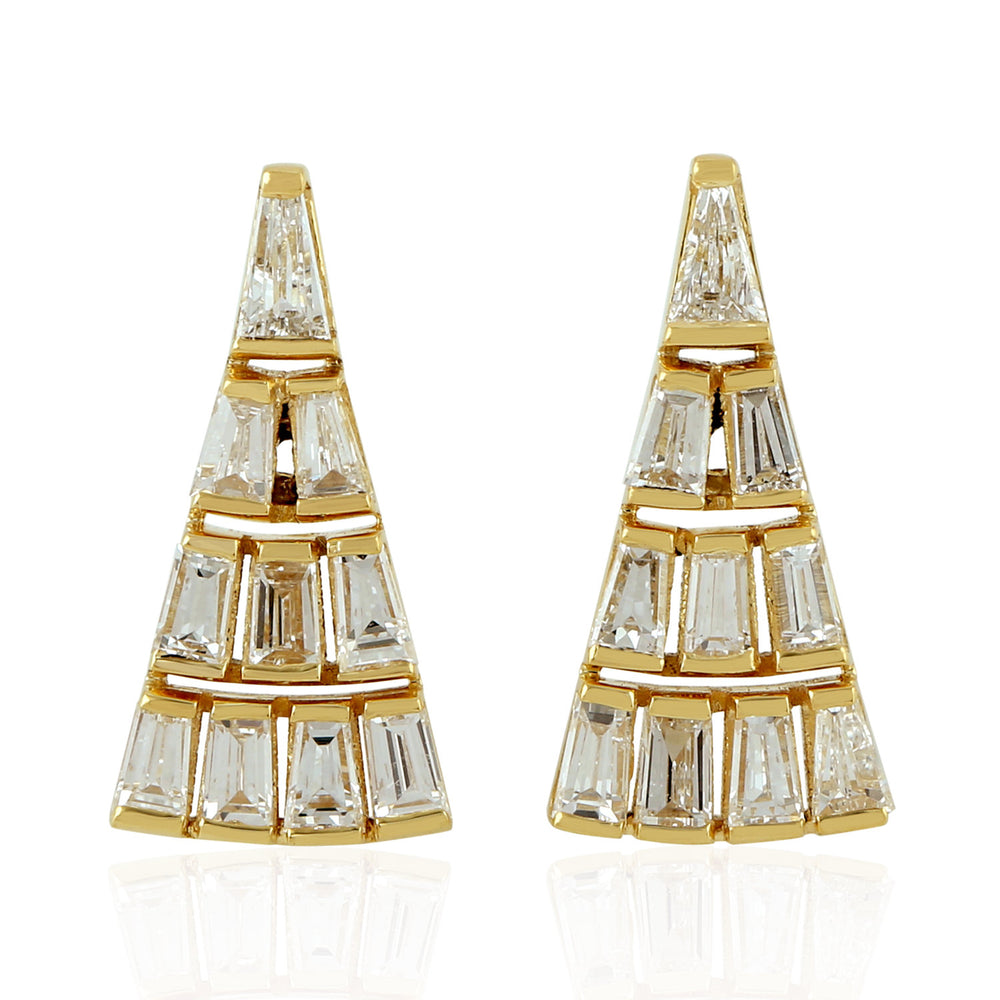 Diamond Stud Earrings 18k Yellow Gold Handmade Jewelry Gift