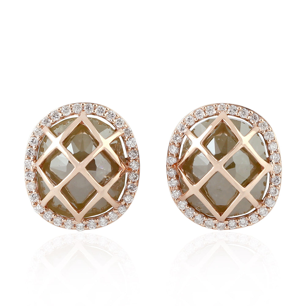 Diamond Stud Earrings 18k Rose Gold Handmade Jewelry