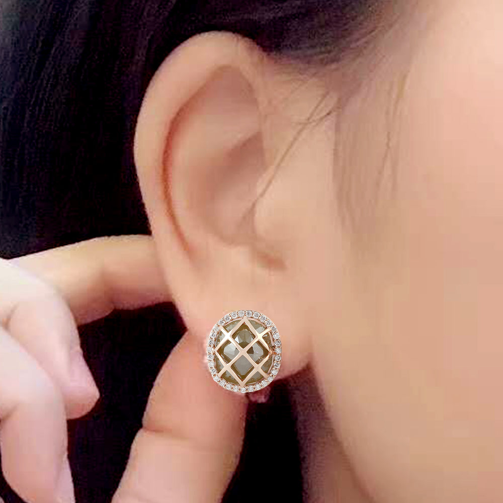 Diamond Stud Earrings 18k Rose Gold Handmade Jewelry