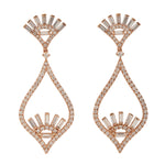 Baguette Diamond Dangle Earrings 18K Rose Gold Jewelry