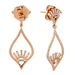 Baguette Diamond Dangle Earrings 18K Rose Gold Jewelry
