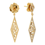 Baguette Diamond Dangle Earrings 18K Yellow Gold Jewelry