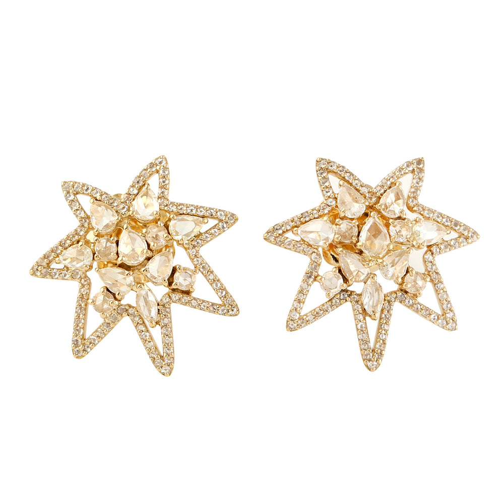 Diamond Stud Earrings 18K Yellow Gold Jewelry