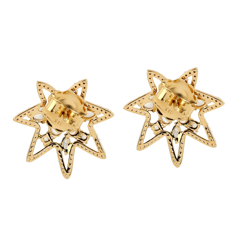 Diamond Stud Earrings 18K Yellow Gold Jewelry