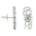 Baguette Diamond Cluster Design Stud Earrings In 925 Sterling Silver