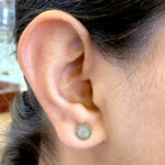 Natural Prong Set Moonstone Diamond Stud Earrings In Sterling Silver