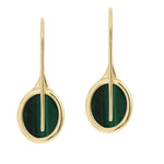 Malachite Ear Hook Earrings in Solid 14k Gold Jewelry'