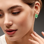 Natural Emerald Stud Earrings 18k Gold Diamond Jewelry For Women's