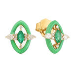 18k Yellow Gold Designer Stud Earrings Handmade Jewelry