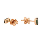 Prong Set Tourmaline 18k Rose Gold Stud Earrings Minimal Gift