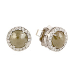 Ice Diamond Stud Earrings 18k White Gold Women's Jewelry