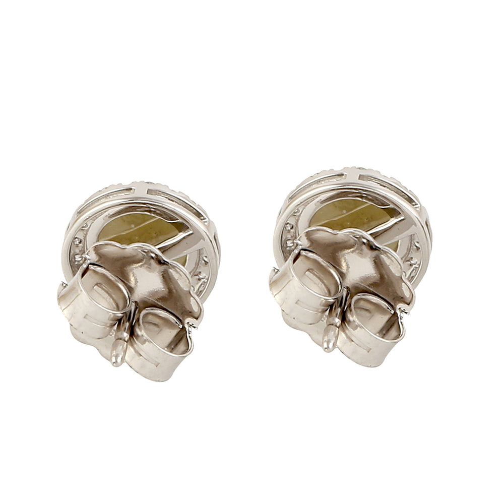Ice Diamond Stud Earrings 18k White Gold Women's Jewelry