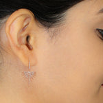 18k Rose Gold Pave Diamond StarBurst Drop Charm Dangle Earrings For Her