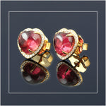 Pink Tourmaline Heart Shaped Beautiful Diamond Stud Earrings In 14k Yellow Gold