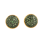 Studded Micro Pave Tsavorite Gemstone Round Mini Stud Earrings Jewelry In 18 Yellow Gold & Sterling Silver
