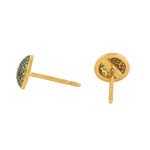 Studded Micro Pave Tsavorite Gemstone Round Mini Stud Earrings Jewelry In 18 Yellow Gold & Sterling Silver