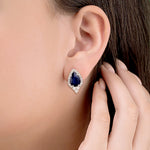 Pear Cut Sapphire Pave Diamond Beautiful Stud Earrings in 18k White Gold