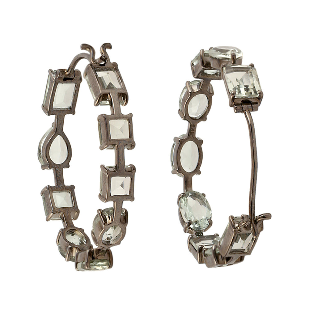Natural Amethyst Designer Hoop Earrings In Solid 14k Gold Jewelry For Women