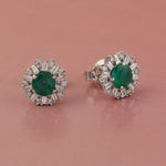Natural Baguette Diamond Emerald 14k White Gold For Women