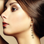 18k Yellow Gold Colored Diamond Designer Dangle Earrings Jewelry