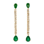 Pear Cut Emerald Diamond Drop Danglers In 18k Yellow Gold