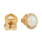 Opal Ethopian Diamond Oval Stu Earrings in 18k Yellow Gold Gift