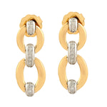 Pave Diamond Link Chain Design Earrings In 18k Yellow Gold