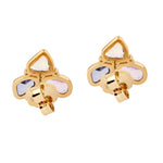 Multicolor Sapphire Diamond Beautiful Stud Earrings in 18k Yellow Gold