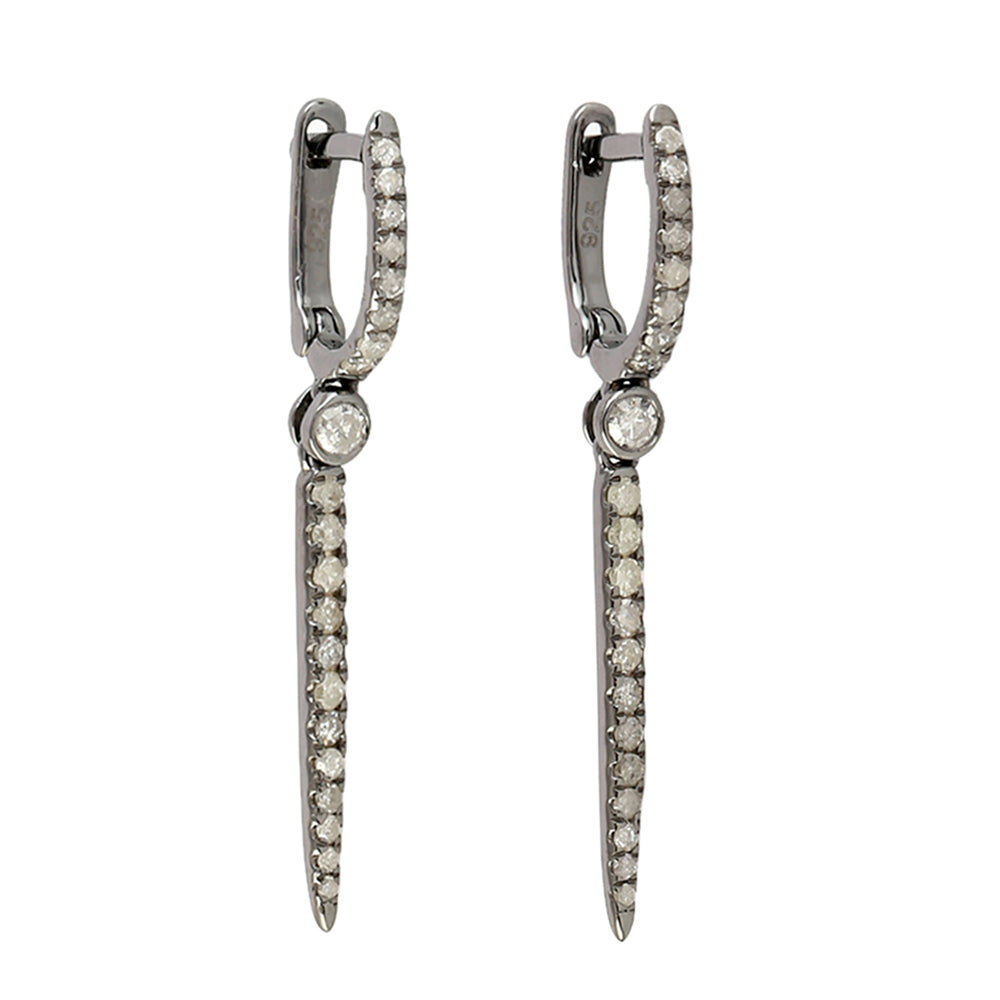 925 Sterling Silver Natural Diamond Drop Earrings For Her