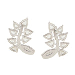 White Gold Leaf Design Stud Earrings Diamond Jewelry