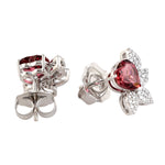 Heart Shsped Tourmaline Pave Diamond Stud Earrings in 18k White Gold