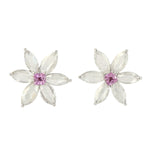 Marquise Diamond Sapphire Daisy Stud Earrings In 18k White Gold