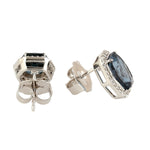 Hexagon Stud Earrings in White Gold With Natural Diamond Topaz